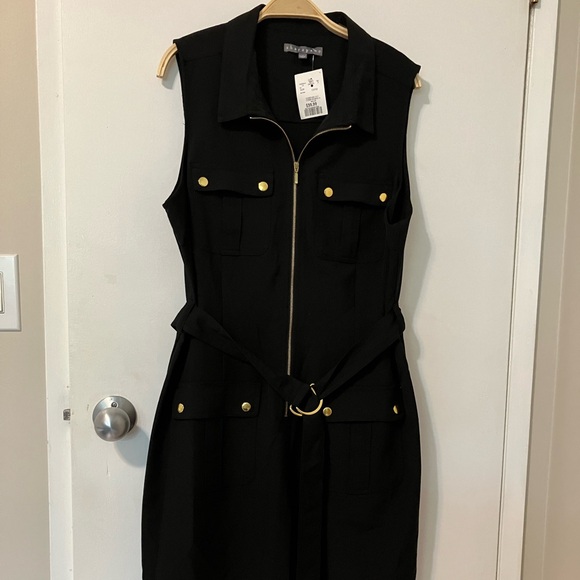 New with tags Sharagano sleeveless shirt dress with gold details - Picture 2 of 8
